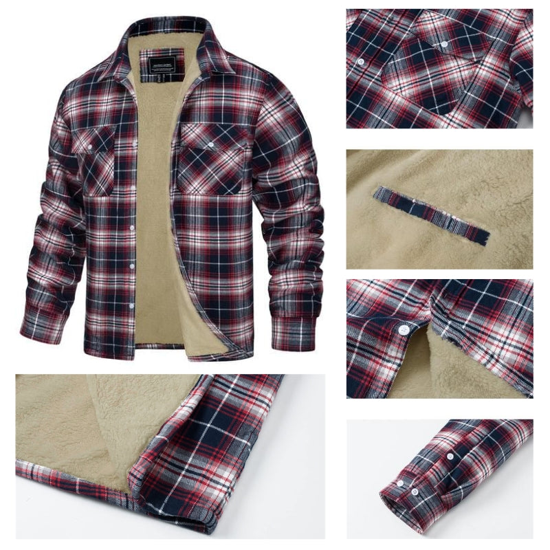 Jaqueta Masculina Xadrez Casual Forrada com Lã Lemartine