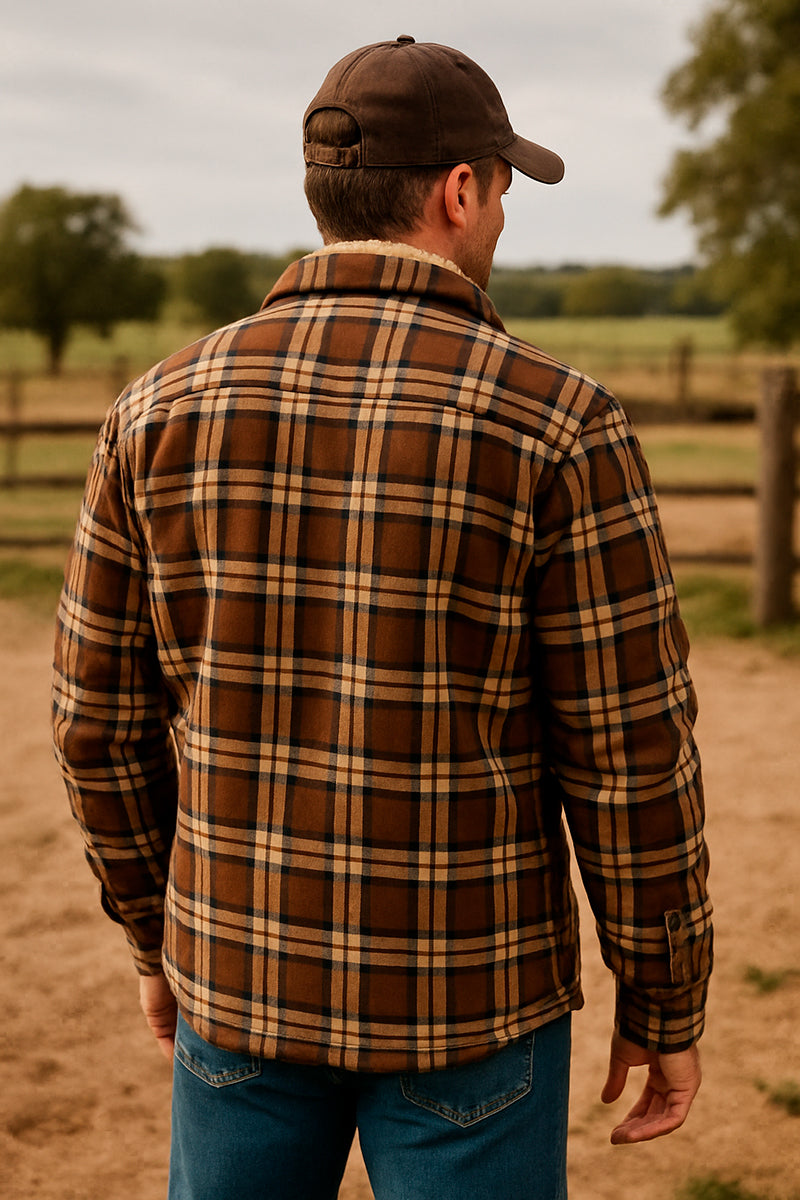 Jaqueta Masculina Xadrez Casual Forrada com Lã Lemartine