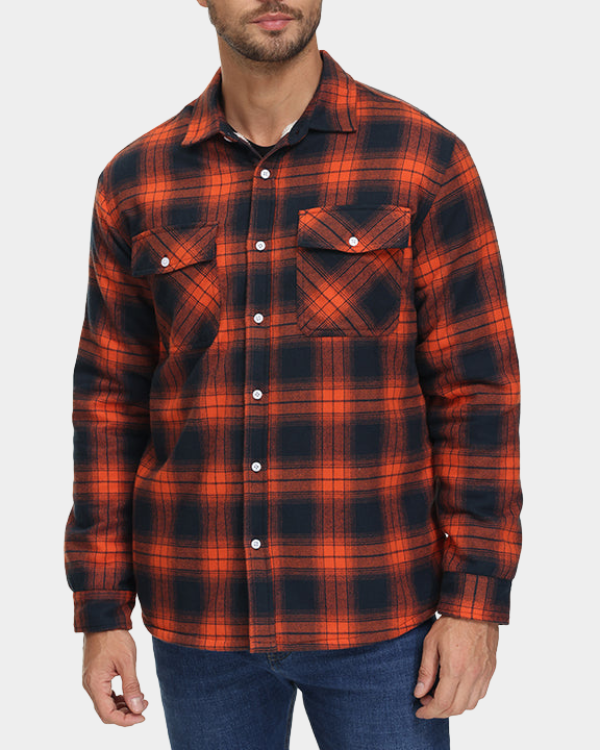 Jaqueta Masculina Xadrez Casual Forrada com Lã Lemartine