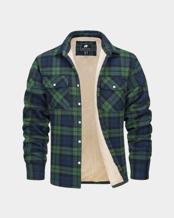 Jaqueta Masculina Xadrez Casual Forrada com Lã Lemartine