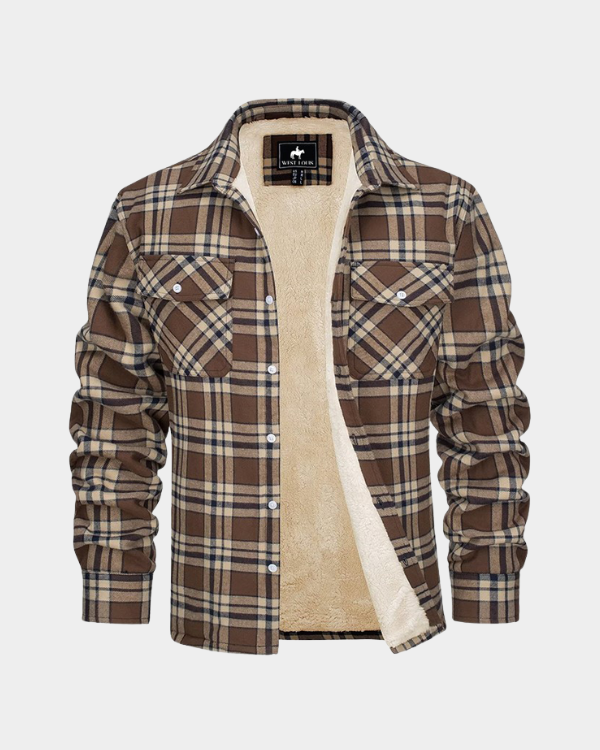 Jaqueta Masculina Xadrez Casual Forrada com Lã Lemartine