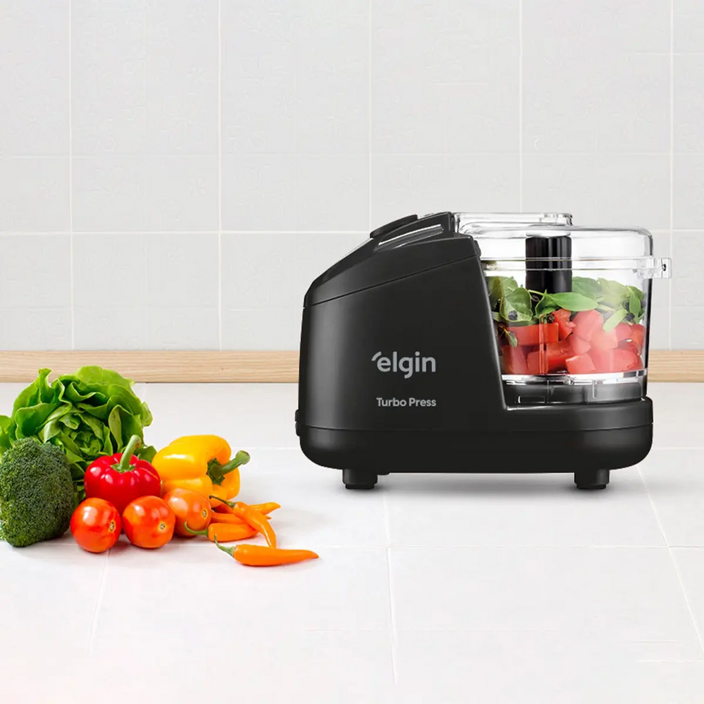 Mini Processador Elgin Turbo Press 400 mL Preto Para Cozinha