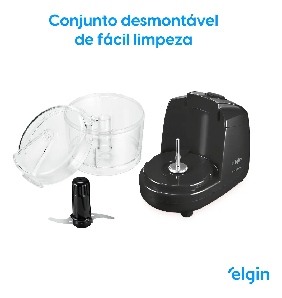 Mini Processador Elgin Turbo Press 400 mL Preto Para Cozinha