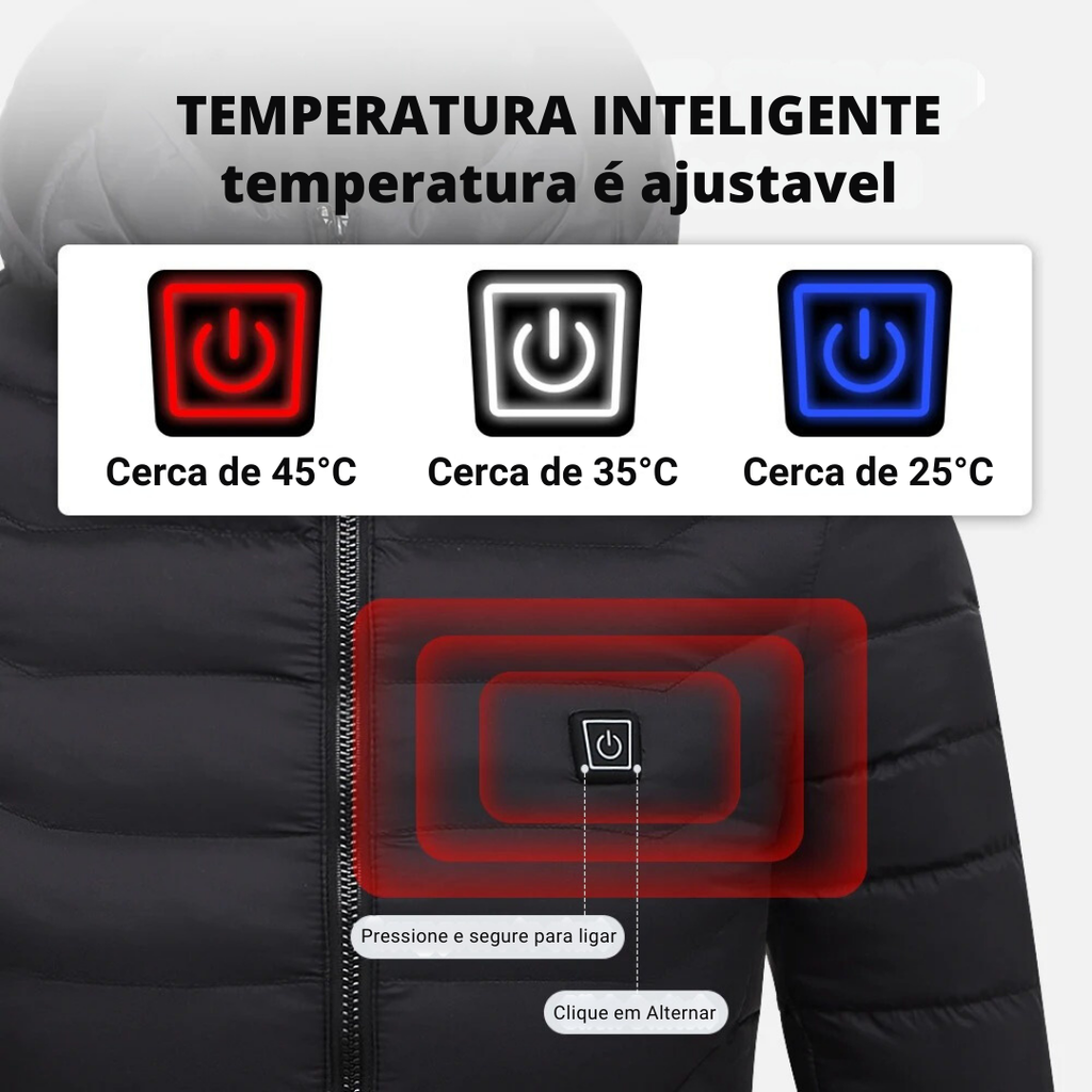 Jaqueta Térmica com Aquecimento Elétrico até 45°Graus Lemartine FervorPro