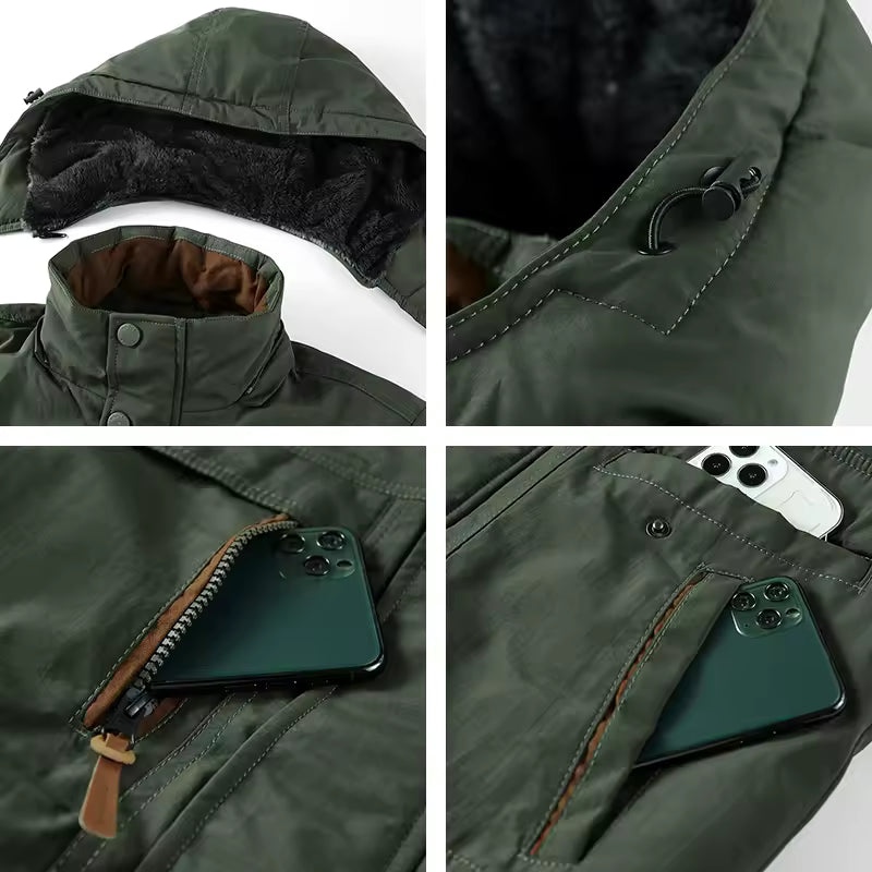 Jaqueta Masculina de Inverno com Capuz Forrada com Lã Lemartine
